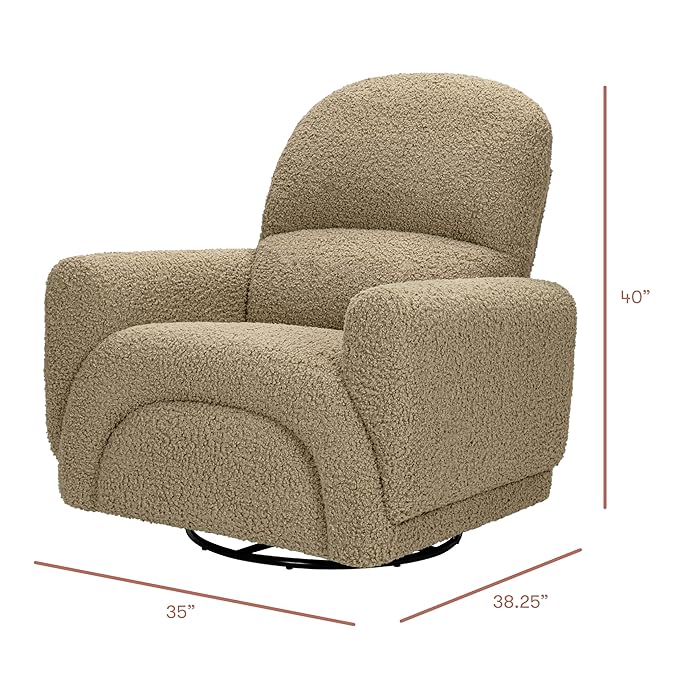 Babyletto Rainbow Recliner and Swivel Glider in Latte Teddy Loop, Greenguard Gold Certified and CertiPUR-US® Certified