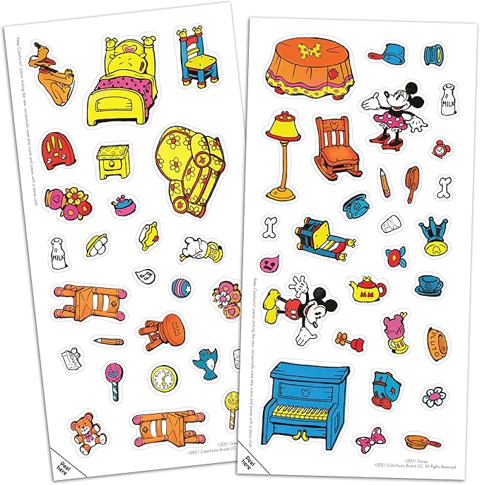 Colorforms — Mickey Mouse Play House Retro Play Set — Mickey and Minnie Mouse! — Pieces Stick Like Magic! — Ages 3+