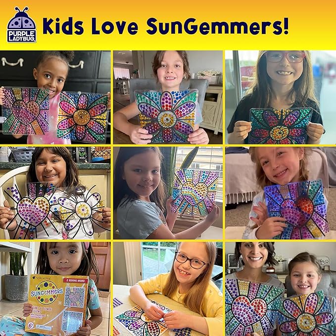 PURPLE LADYBUG Sungemmers Window Diamond Art Suncatcher Kits – Kids Easter Basket Stuffers, Gifts for 6-10 Year Old Girls & Boys, Birthday Arts & Crafts for Kids Ages 8-12 6-8