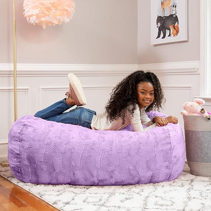 Jaxx Sofa Saxx Bean Bag Couch - 4 Foot - Faux Fur, Bellflower Purple
