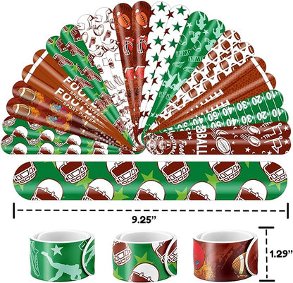 48PCS Football Party Favors - 24PCS Temporary Tattoos & 24PCS Slap Bracelets - American Rugby Themed Birthday Supplies, Decorations, Gifts, Classroom Prizes for Kids, Boys & Cheerleaders