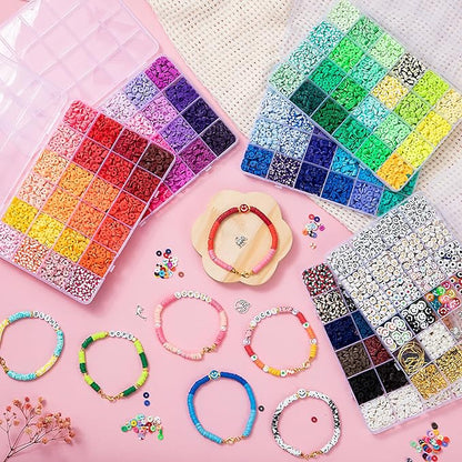 Taybonds Beaded Bracelet Assembly Set – Polymer Clay & Letter Beads with Minimalist Accent Pieces, Aesthetic Jewelry Components for Adult Personal Style