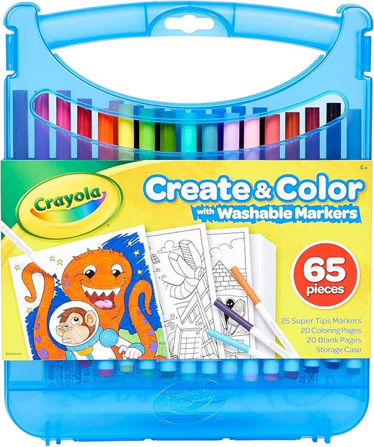 Crayola Super Tips Coloring Art Case with Coloring Pages, Kids Gift, 65+ Pieces, Packaging May Vary