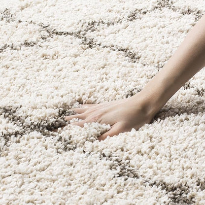 SAFAVIEH Hudson Shag Collection Area Rug - 9' x 12', Ivory & Grey, Moroccan Trellis Design, Non-Shedding & Easy Care, 2-inch Thick Ideal for High Traffic Areas in Living Room, Bedroom (SGH282A)