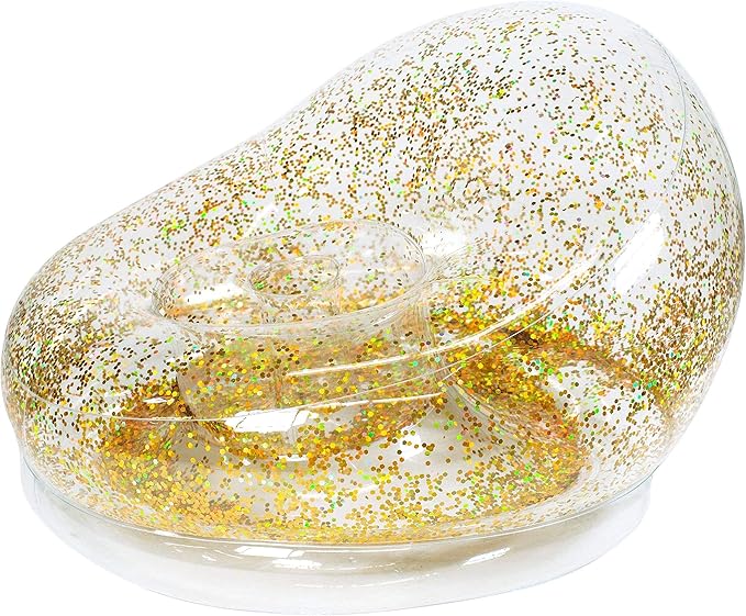 Air Candy Inflatable Glitter Chair - Filled with 6mm Holographic Color Changing Gold Glitter - Made with Strong PVC That Will Hold up to 250 lbs. Perfect for Indoor or Outdoor use!