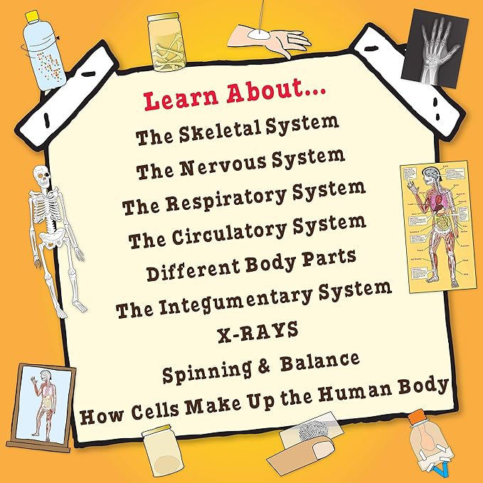 The Magic School Bus:Human Body Lab By Horizon Group USA,Homeschool STEM Kit,Includes Hands-On Educational Manual,Experiment Cards,Plastic Human Skeleton,Data Notebook,Hinge Joint Model & More ,Yellow