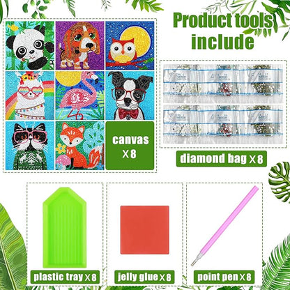 8 Pieces 5D Diamond Kit for Kids Crafts for Kids Ages 8-12 Painting Kits for Kids Diamond Art for Kids DIY Full Drill Painting Set Kids' Paint by Number Kits(Delicate Style)