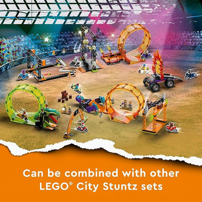 LEGO City Stuntz The Knockdown Stunt Challenge Playset, 60341 Adventure TV Series Action Toy for Kids Aged 5 Plus with Stunt Bike, Racer & Accessories