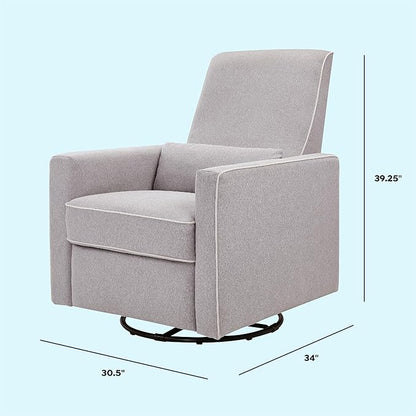 DaVinci Piper Upholstered Recliner and Swivel Glider in Grey with Cream Piping, Greenguard Gold & CertiPUR-US Certified