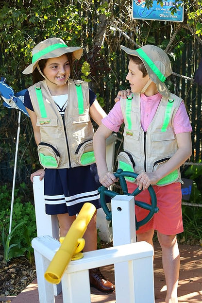 Adult Size L/XL Exploration Safety Vest (Large/X-Large, Tan Vest with Tan Hat)