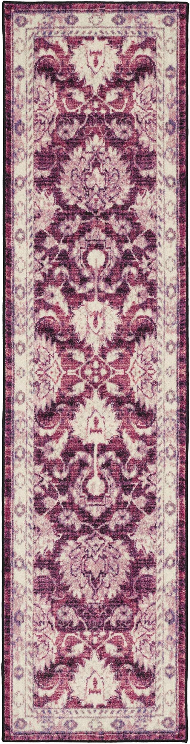 Mohawk Home Floral Worcester Purple Runner Rug, (2' x 8')