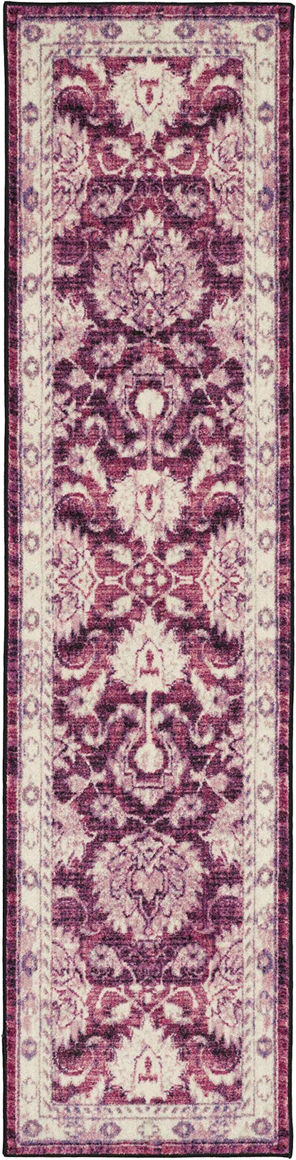 Mohawk Home Floral Worcester Purple Runner Rug, (2' x 8')