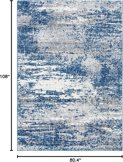 SAFAVIEH Evoke Collection 6'7" x 9' Dark Blue/Grey EVK272L Modern Abstract Non-Shedding Living Room Dining Bedroom Area Rug