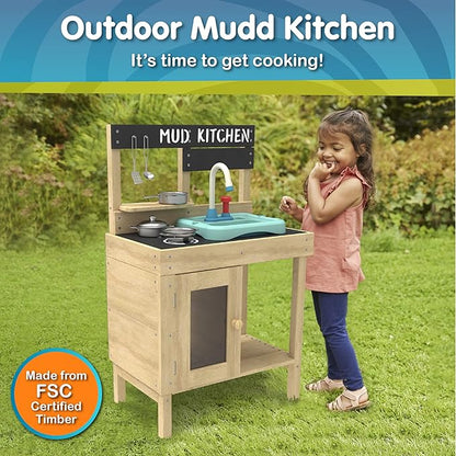 Splash & Play Happy Chef Mud Wooden Mudd Kitchen,93.5 x 40 x 12.5 cm
