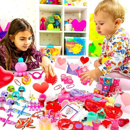 500+ Pcs Valentine's Day Party Favors Toy Assortment Set Valentine Goodie Bag Stuffers Valentine Prizes Rewards Bulk for Kids Students Valentine Party Favors Treats School Classroom Gift Exchange