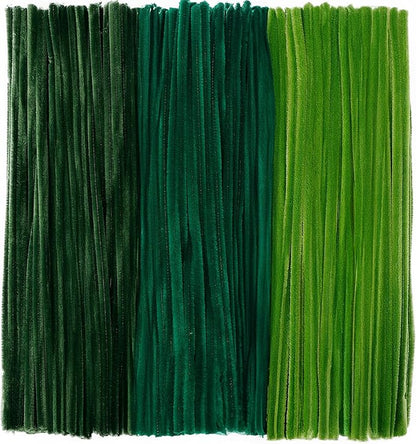 Caydo 300 Pieces Green Pipe Cleaners for Easter Decorations, Thick Fluffy Chenille Stems Bulk for Flowers Making, Kids Creative Arts & Crafts Projects