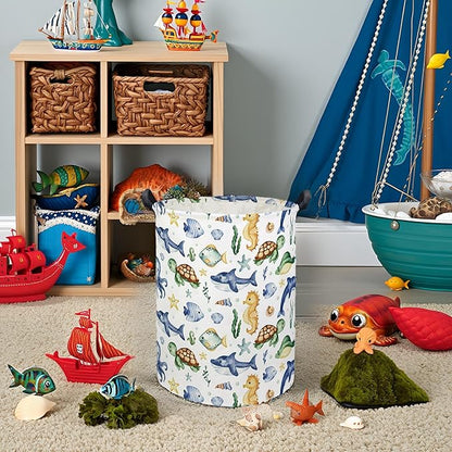 Ocean Kids Laundry Basket Baby Hamper Sea World Toy Storage Bin for Boys Room Decor Baby Nursery Hamper Gift Baskets for Bedroom Bathroom(Ocean)