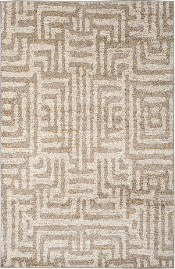 SAFAVIEH Amsterdam Collection Accent Rug - 4' x 6', Ivory & Mauve, Modern Abstract Design, Non-Shedding & Easy Care, Ideal for High Traffic Areas in Entryway, Living Room, Bedroom (AMS106A)
