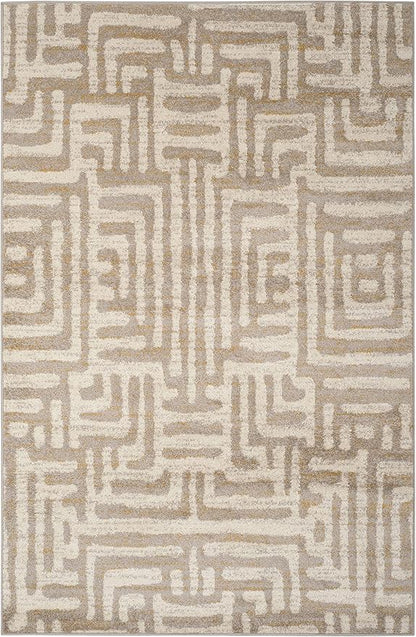 SAFAVIEH Amsterdam Collection Accent Rug - 4' x 6', Ivory & Mauve, Modern Abstract Design, Non-Shedding & Easy Care, Ideal for High Traffic Areas in Entryway, Living Room, Bedroom (AMS106A)