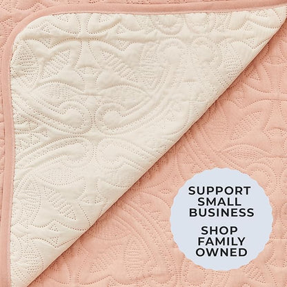 Great Bay Home Reversible Sofa Cover - Washable Slipcover Furniture Protector with Elastic Straps - Couch Cover for Dogs, Kids, and Pets - Quilted & Stitched Detail (Sofa, Dusty Rose/Taupe)