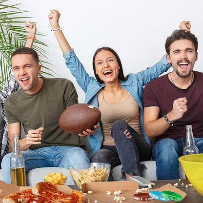 Lesnala 48 PCS Football Silicone Wristband Rugby Bracelets for Kids and Adults Motivational Sports Themed Party Supplies Classroom Rewards 6 Styles