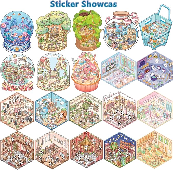 Sticker Book Activity, 20 Sets (1500+) DIY 3D Scene Stickers, Reusable Sticker Book, Mix and Match Creative Sets, Waterproof for All Surfaces, Ultimate Craft Supplies & Party Favors