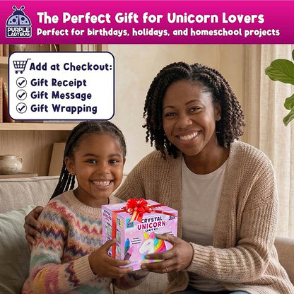PURPLE LADYBUG Crystal Growing Kit for Kids - All-in-One Educational Gifts for Girls 8-12 Years Old, Crystal Making Experiment, Unicorn Theme STEM Kit for Girls, Fun Science Activity for Kids