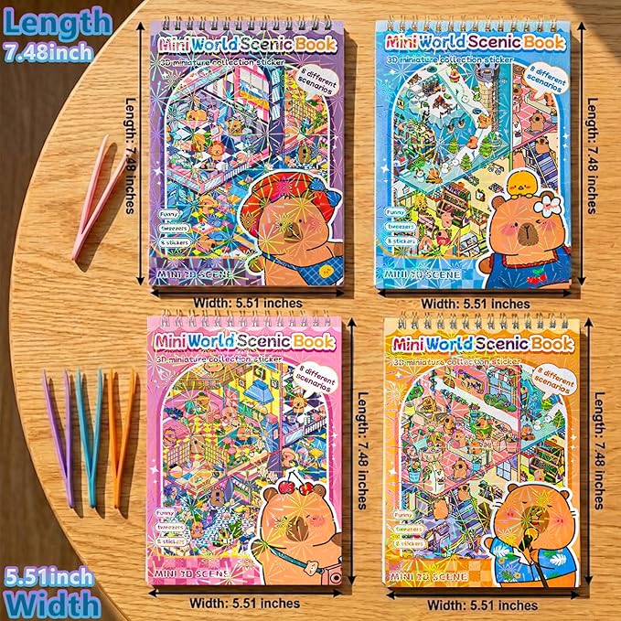 32 Sets (1200+) DIY 3D Stickers for Kids & Adults with 4 Sticker Books, Make Your Own Houses, Buildings, Shops & Amusement Park Scenes for Parties, Birthdays & Gifts