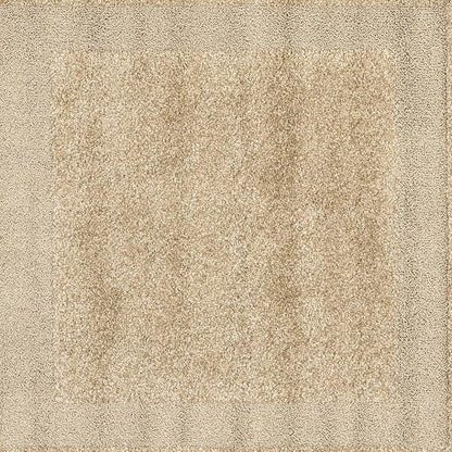 SAFAVIEH Florida Shag Collection Area Rug - 6'7" Square, Beige & Beige, Border Design, Non-Shedding & Easy Care, 1.2-inch Thick Ideal for High Traffic Areas in Living Room, Bedroom (SG454-1313)