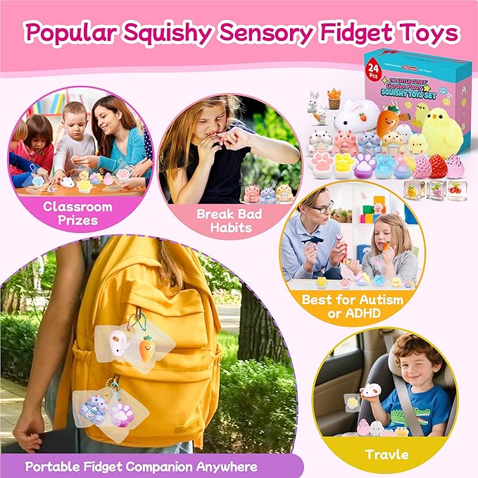 24Pack Taba Squishy Toys kit- Squishy Fidget Squeeze Toys Party Favors for Kids 8-12-Kawaii Stress Balls for Kids- Taba Squishies Stress Relief Toys for Girls 8-10-6-9 Years Old Girls Birthday Gifts