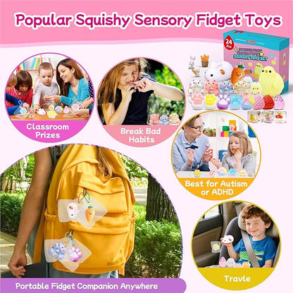 24Pack Taba Squishy Toys kit- Squishy Fidget Squeeze Toys Party Favors for Kids 8-12-Kawaii Stress Balls for Kids- Taba Squishies Stress Relief Toys for Girls 8-10-6-9 Years Old Girls Birthday Gifts