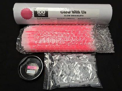 Glow Sticks Bulk Wholesale Bracelets, 2500 8” Pink Glow Stick Glow Bracelets, Bright Color, Glow 8-12 Hrs, Glow Party Favors Supplies, Sturdy Packaging, GlowWithUs Brand