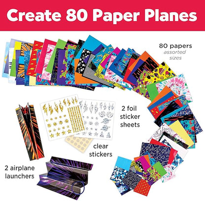 Creativity for Kids Stunt Squadron Fold & Launch Paper Airplanes: Create 80 Paper Airplanes, STEM Science Kit for Kids, Paper Airplane Craft Kit for Kids, Gifts and Toys for Boys Ages 6-8+
