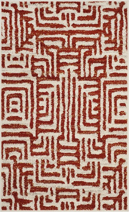 SAFAVIEH Amsterdam Collection Accent Rug - 3' x 5', Ivory & Terracotta, Modern Abstract Design, Non-Shedding & Easy Care, Ideal for High Traffic Areas in Entryway, Living Room, Bedroom (AMS106B)