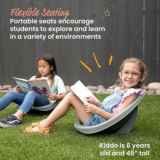 ECR4Kids Leaf Floor Seat, Rocker Chair, Grey, 6-Piece