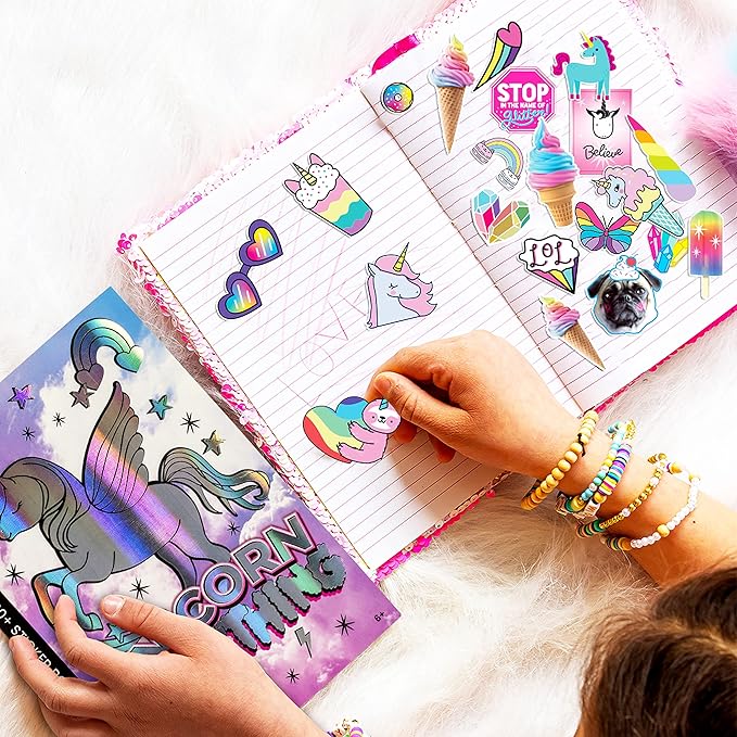 Fashion Angels Unicorn Sticker Book - 1000+ Magical Stickers for Girls - Unicorn Party Favors - Kawaii Unicron Stickers for Laptops, Water Bottles, Scrap Books - Ages 6 and Up