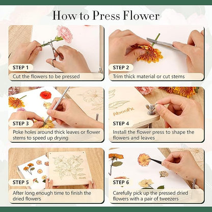Aboofx Flower Press Kit, Craft Kits 11"x11" 10 Layers Wooden Flower Pressing Kit for Crafts Pressed Flowers & Plant Press for Spring DIY Craft Art, Preservation Kits for Bookmark Frame Flowers Drying