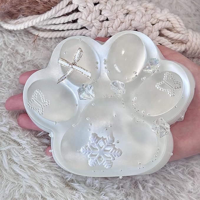 Big Taba Squishy Cat Paw, 5 in Large Paw Squeeze Toy Transparent & Milky White for Stress Relief and Relax, Sticky Squishies Fidget Toys for Party Favors Novelty Things Birthday Gift