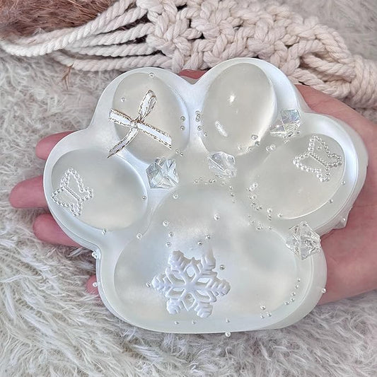 Big Taba Squishy Cat Paw, 5 in Large Paw Squeeze Toy Transparent & Milky White for Stress Relief and Relax, Sticky Squishies Fidget Toys for Party Favors Novelty Things Birthday Gift