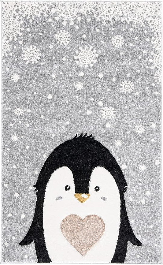 SAFAVIEH Carousel Kids Collection Accent Rug - 2' x 3', Light Grey & Black, Non-Shedding & Easy Care, Ideal for High Traffic Areas for Boys & Girls in Playroom, Nursery, Bedroom (CRK132F)