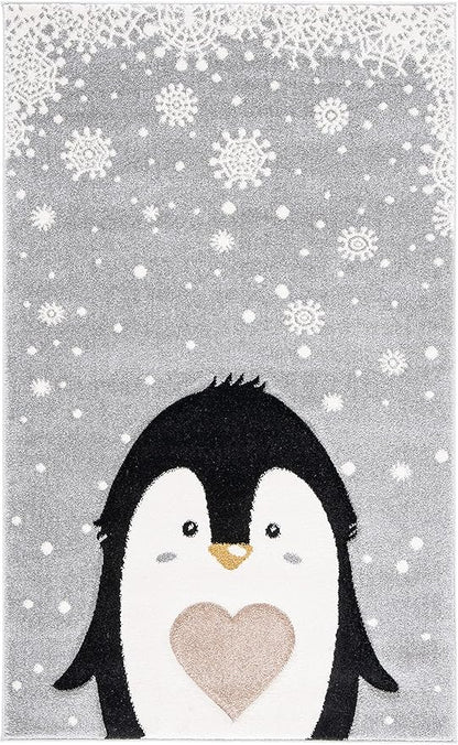 SAFAVIEH Carousel Kids Collection Accent Rug - 2'3" x 4', Light Grey & Black, Non-Shedding & Easy Care, Ideal for High Traffic Areas for Boys & Girls in Playroom, Nursery, Bedroom (CRK132F)