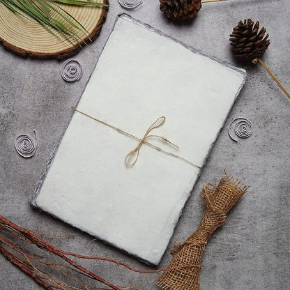 LEATHER VILLAGE Watercolor Paper - 8 X 6 inches, 50 Sheets - Mixed Media Watercolor Paper - 150 GSM Thick Deckle Edge Virgin Cotton Handmade Paper - Grey Toned