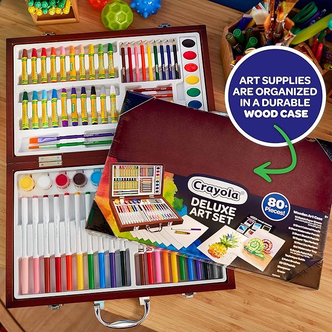 Crayola Wooden Art Set, 80+ Pcs, Arts and Crafts for Kids 8+, Artists Gifts