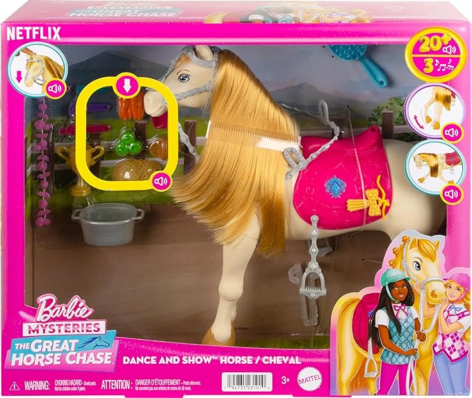 Barbie Toy Horse with Sounds, Music & Accessories, Inspired by Barbie The Great Horse Chase, Horse Moves, Dances & Blinks Eyes