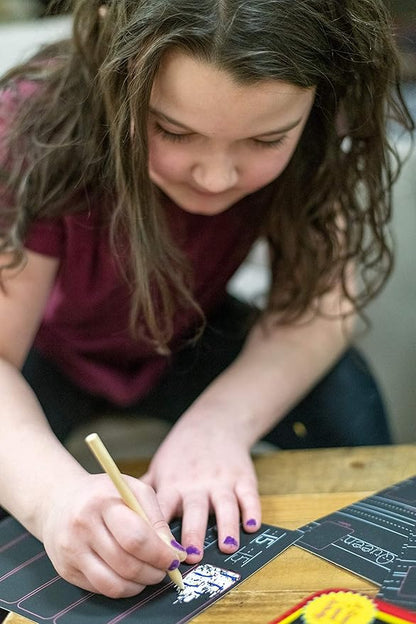 Bendon TS Shure ABC and 123 Alphabet Letters and Numbers Counting Educational Learning Tin with 8 Scratchboards and Wooden Stylus Pre-School Kindergarten Education 51477