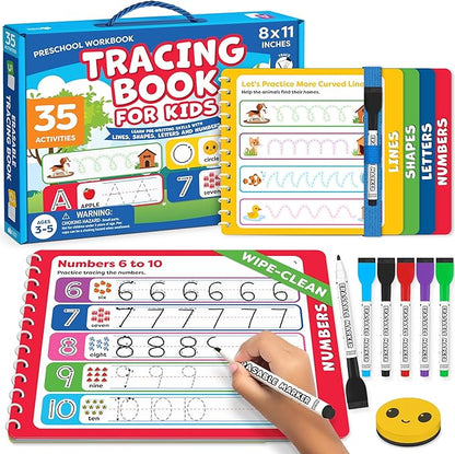 Preschool Learning Activities - Letter Tracing Books for Kids Ages 3-5 - Toddler Handwriting Practice - Learning Books for 4 Year Olds, Educational Learning Toys for 3 Year Old - 4 Year Old Boy Toys