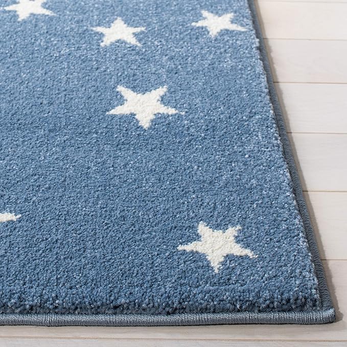 SAFAVIEH Carousel Kids Collection Area Rug - 5'3" x 7'6", Light Blue & Grey, Non-Shedding & Easy Care, Ideal for High Traffic Areas for Boys & Girls in Playroom, Nursery, Bedroom (CRK135L)