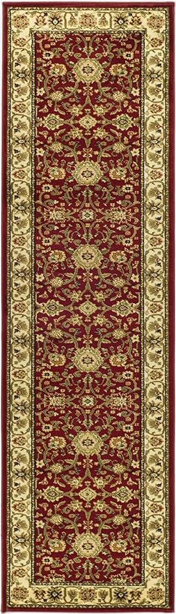 SAFAVIEH Lyndhurst Collection Runner Rug - 2'3" x 12', Red & Ivory, Traditional Oriental Design, Non-Shedding & Easy Care, Ideal for High Traffic Areas in Living Room, Bedroom (LNH212F)