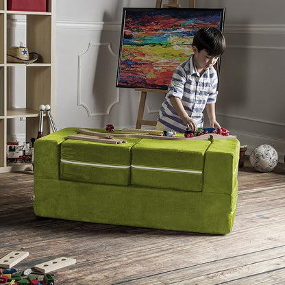 Jaxx Zipline Kids Modular Loveseat & Ottomans/Fold Out Lounger, Lime