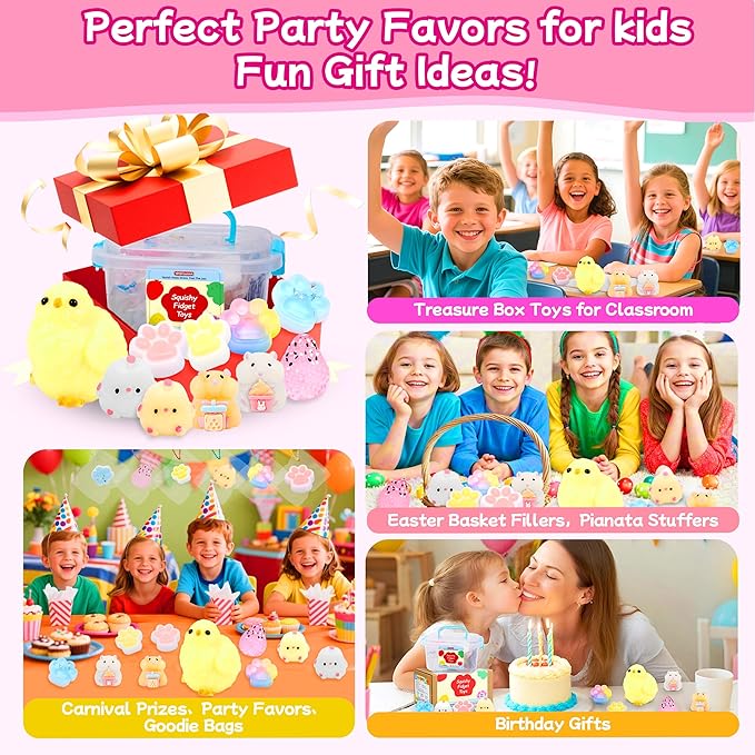10 Pack Taba Squishy Toys kit with Toy Box & Cute Stickers, Kawaii taba Squishies Stress Relief Toys Party Favors for Kids 4-8 8-12, Squishy Fidget Toys for Kids, Birthday Gifts Toys for Girls 8-10
